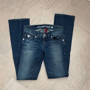 Vintage Guess early 2000s Women's Dark Blue Boot Cut Jeans